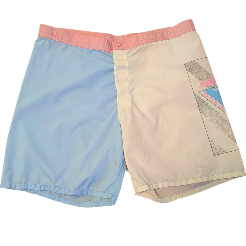 Vintage Ocean Pacific OP Board Shorts Swim Trunks Color Block Wave Board Unisex